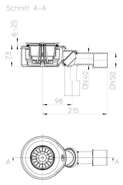 Brausetassensiphon flach DN40/50 mit Drehgelenk für Ablauföffnungen d 90mm HL520F.0